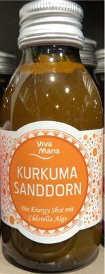 Kurkuma Sanddorn Shot mit Chlorella Alge front packaging