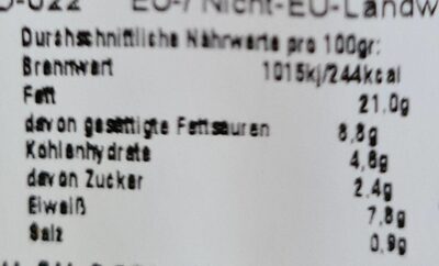 Wilde Weide Kuh - Carlo nutrition facts table