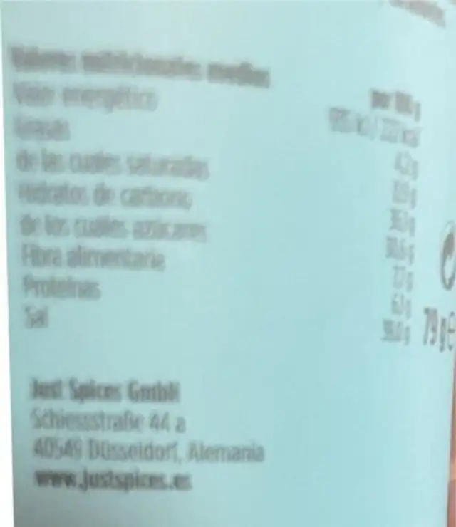 Sazonador pollo nutrition facts table