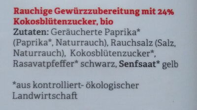 Rauchige Drecksau ingredients label