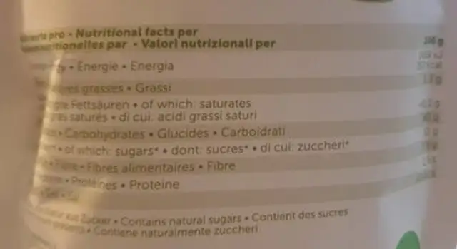 Gefriergetrocknete Ananas nutrition facts table