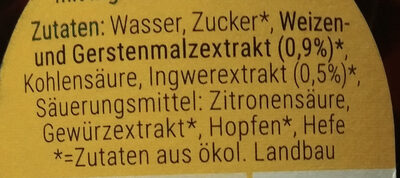 Ginger Root ingredients label