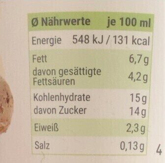 Hof Eis nutrition facts table
