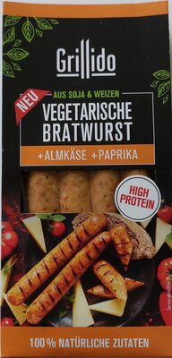 Vegetarische Bratwurst +Almkäse +Paprika