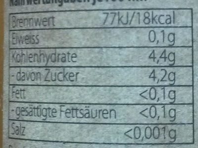 Minze & Acerola nutrition facts table