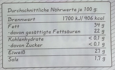 Allgäuer Kässpatzen Mischung nutrition facts table