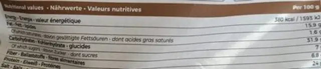 Nutrition Powder Active Nature nutrition facts table