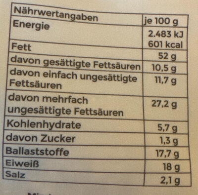 Lowcarb Knäckebrot Sonnenblumenkerne 4260492950832 glutenfreies Knäckebrot auf Basis von geschroteten Sonnenblumenkerne nutrition facts table