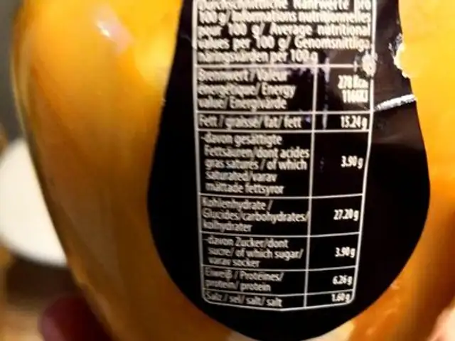 Paprika mit Käse nutrition facts table