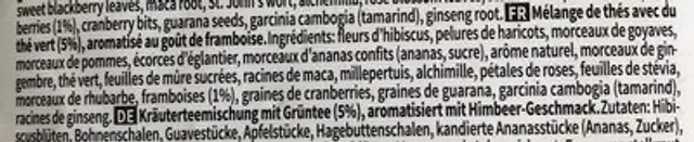 Fitvia pink power slim tea ingredients label