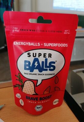 Brave boost, maca almond front packaging