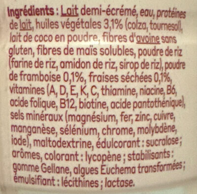 yFood Berry ingredients label