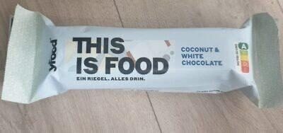 This is food Coconut & white chocolate front packaging