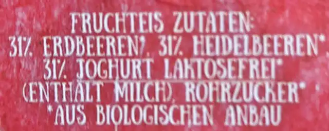 Erdbeer Joghurt Heidelbeere ingredients label