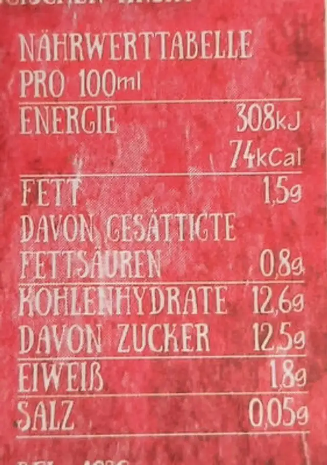 Erdbeer Joghurt Heidelbeere nutrition facts table