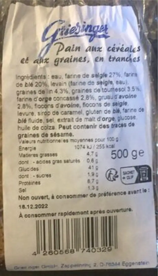 Pain aux céréales