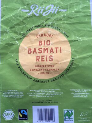 Taraori Bio Basmatireis front packaging