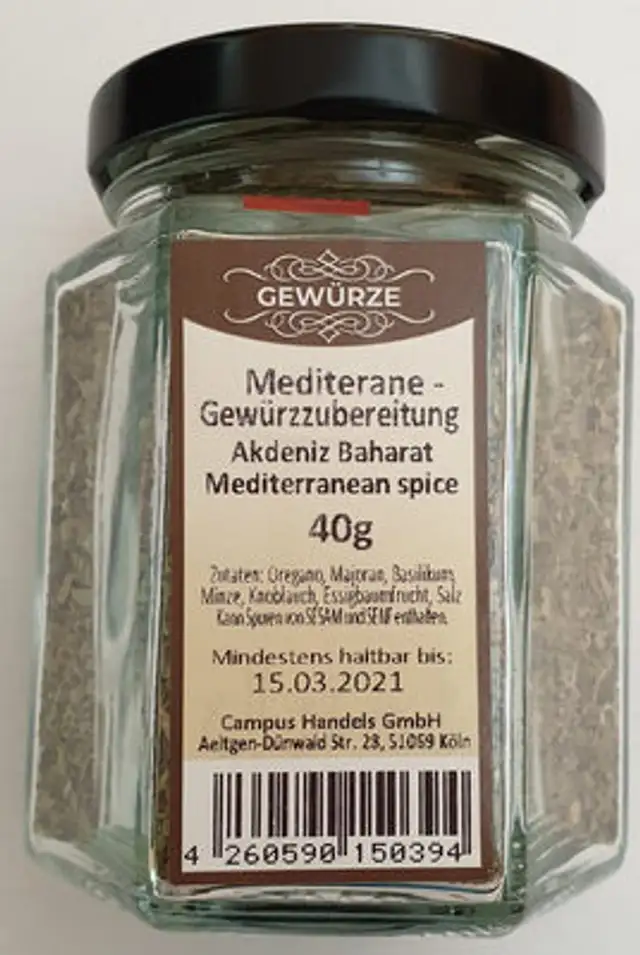 Mediterrane Gewürzzubereitung front packaging