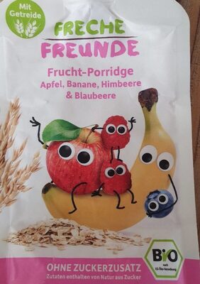Frucht-Porridge Apfel Banane, Himbeere & Blaubeere