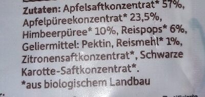 Fruchtgummi Apfel-Himbeere ingredients label