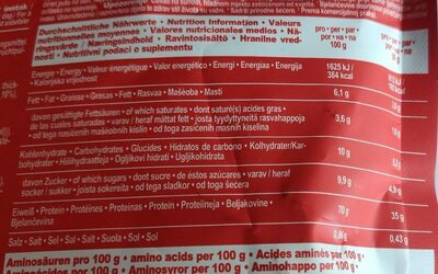 100% WHEY Protein Shake nutrition facts table