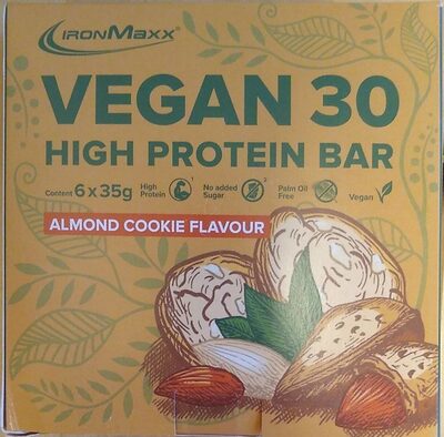 Vegan 30 High Protein Bar Almond Cookie Flavour front packaging