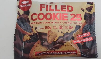 Filled cookie 25 poppy chocolate front packaging