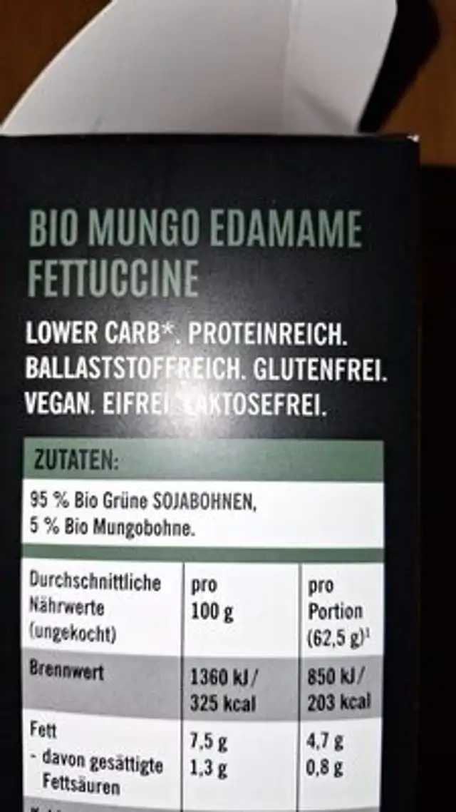 mungo edamame fettuccini ingredients label