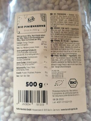 Pinienkerne front packaging