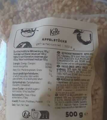 Apfelstücke gefriergetrocknet