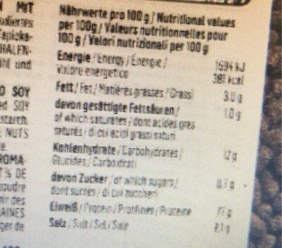Soja Crispies Kakao nutrition facts table