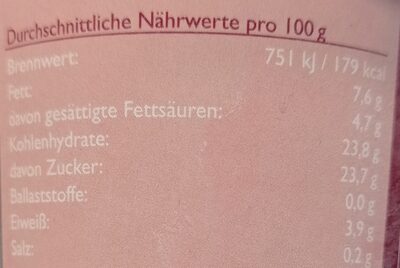 Vanille Milcheis nutrition facts table