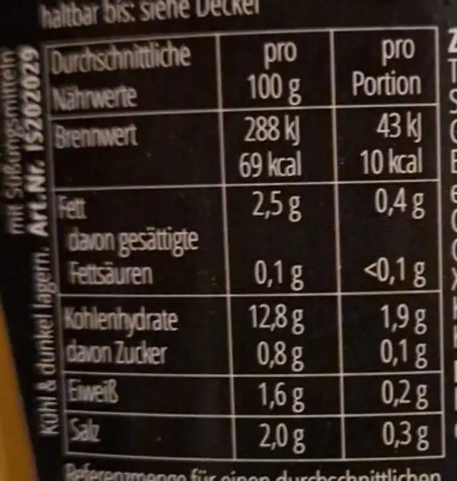 Indian curry sauce nutrition facts table