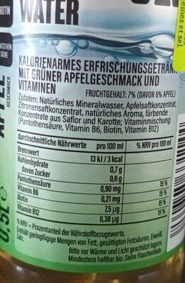 Low calorie vitamin water nutrition facts table