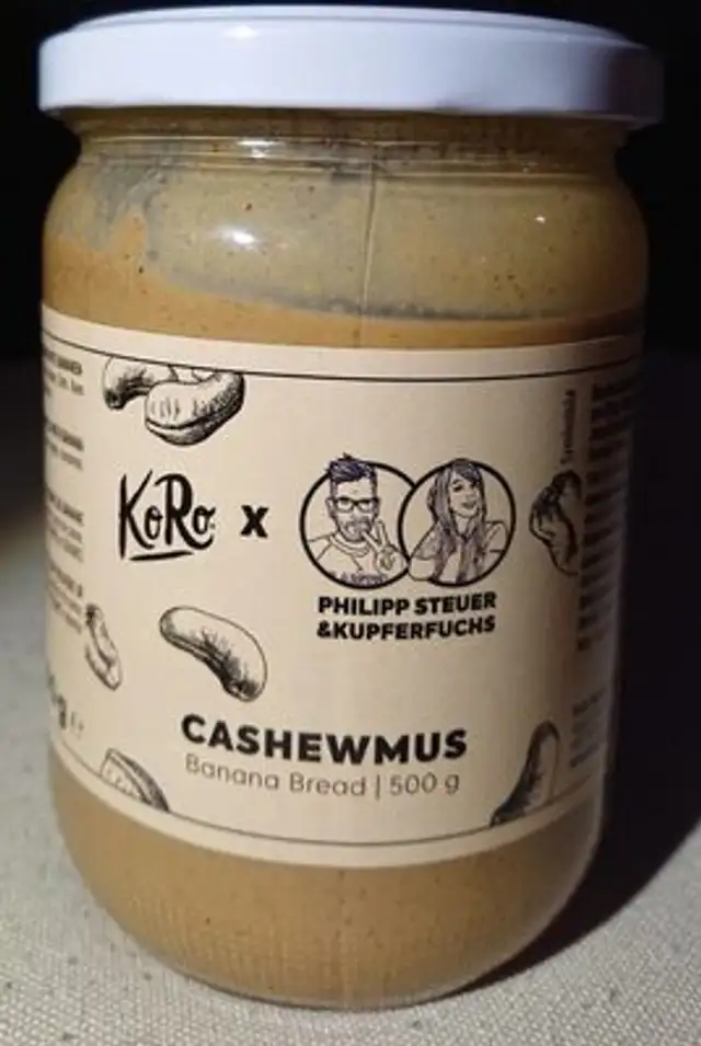 Crema de anacardos sabor pan de plátano front packaging