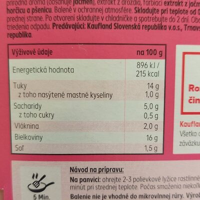 Take It Veggie Burger nutrition facts table