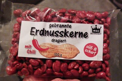 Gebrannte Erdnusskerne mit Chili dragiert front packaging