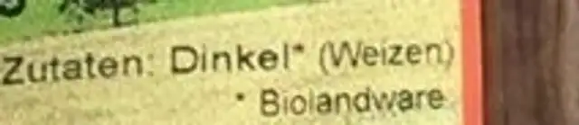 Spaghetti Vollkornnudeln ingredients label