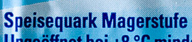 Speisequark Magerstufe ingredients label