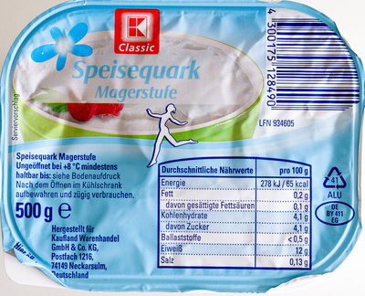 Speisequark Magerstufe front packaging