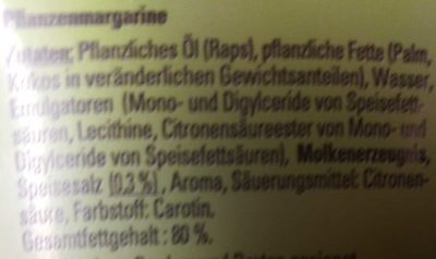 K Classic Pflanzen Margarine ingredients label