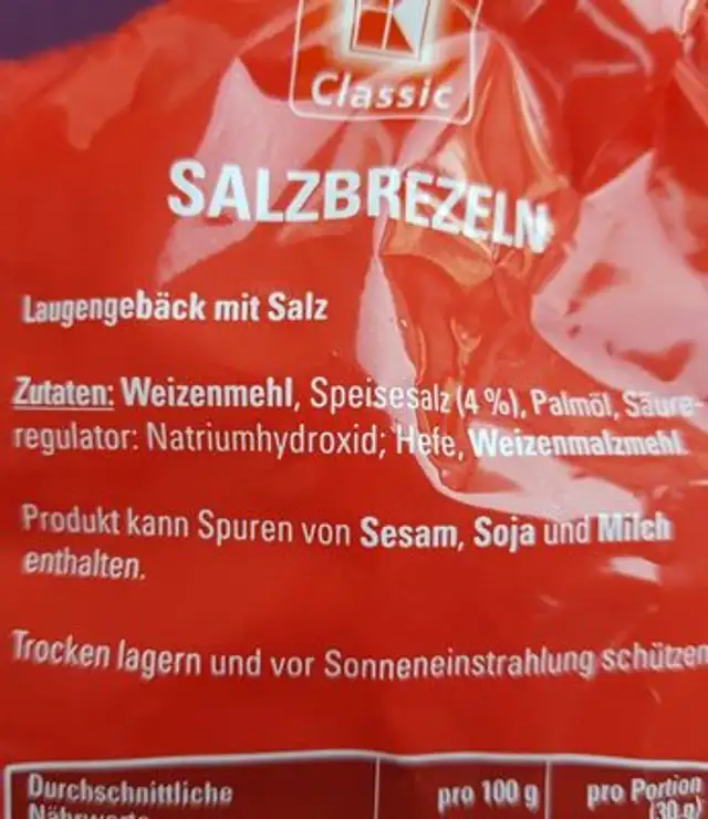 Salz-brezel ingredients label