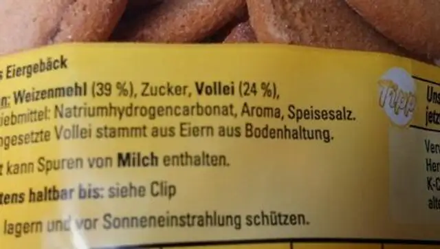 Biscuit sec ingredients label