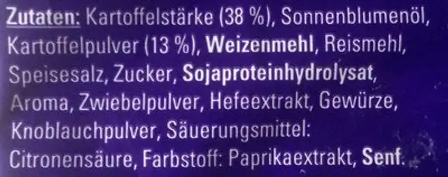 Sonne, Mond & Sterne ingredients label