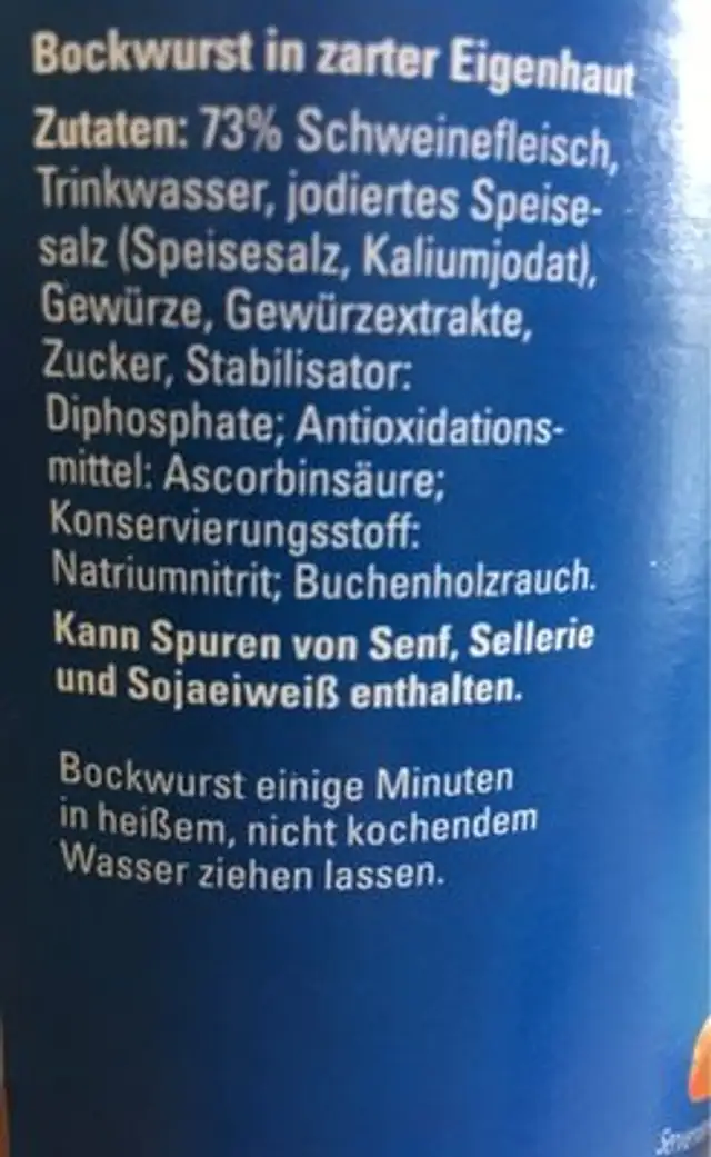 Gurkentopf Cassic Knackig & Würzig ingredients label