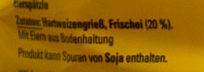 Schwäbische Spätzle ingredients label