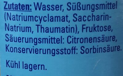 Leichte Süße ingredients label