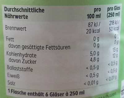 Puralis Birnen-Melissen Geschmack ohne Kohlensäure ingredients label