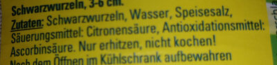 Schwarzwurzeln ingredients label