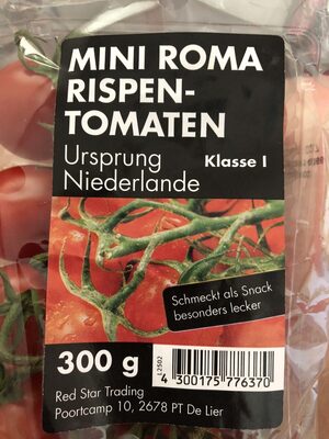 Mini Roma Rispen-Tomaten ingredients label